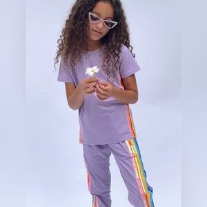 Lola + the Boys LAVENDER RAINBOW SEQUIN JOGGER SET